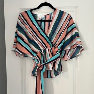 Striped Multicolor Wrap Top